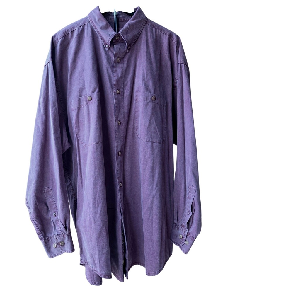Painter's Brand Collared Long Sleeve Button Up Maroon purple heavy Shirt Mens XL